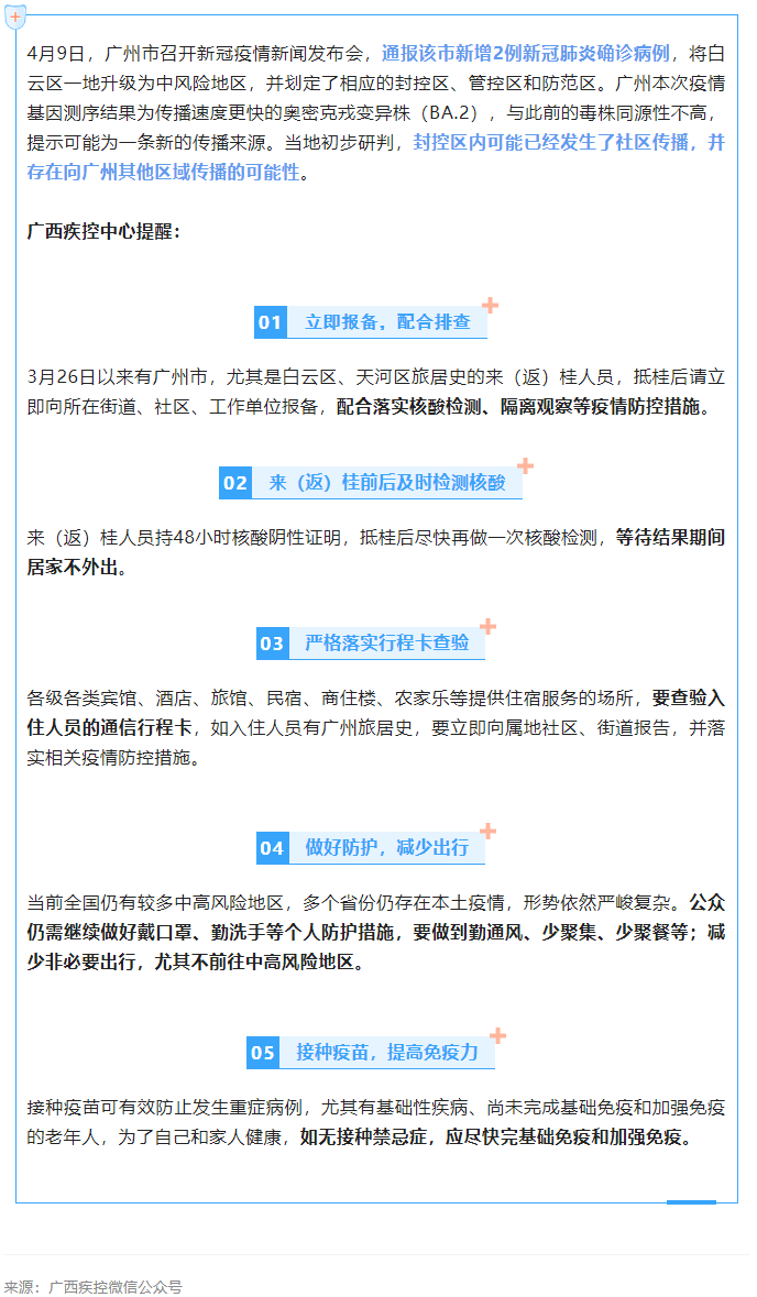 廣東一地升級(jí)為中風(fēng)險(xiǎn)地區(qū)，廣西疾控中心提醒.png